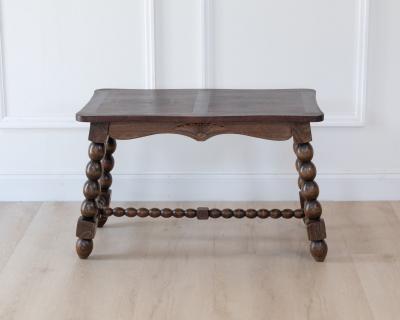 French Turned Beech Coffee Table Louis XIII Style 1950s