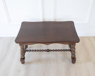 French Turned Beech Coffee Table Louis XIII Style 1950s