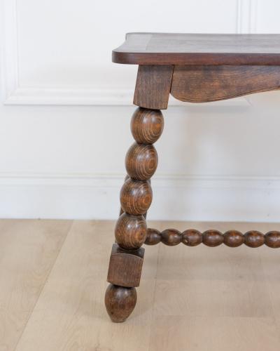 French Turned Beech Coffee Table Louis XIII Style 1950s