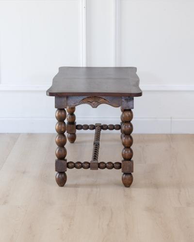 French Turned Beech Coffee Table Louis XIII Style 1950s
