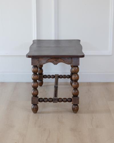 French Turned Beech Coffee Table Louis XIII Style 1950s