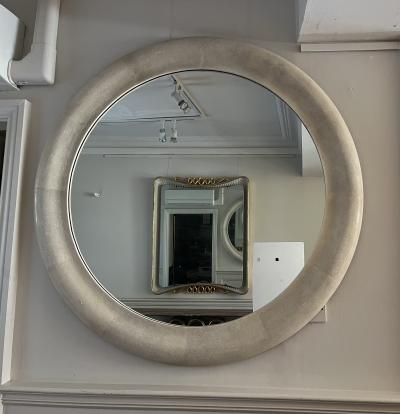 French Twentieth Century Large Circular Ivory Shagreen Mirror