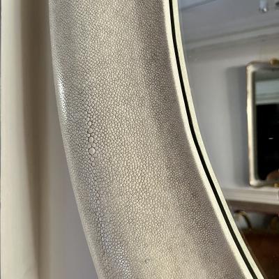 French Twentieth Century Large Circular Ivory Shagreen Mirror