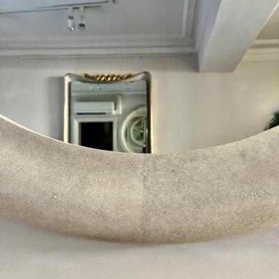 French Twentieth Century Large Circular Ivory Shagreen Mirror