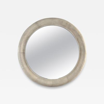 French Twentieth Century Large Circular Ivory Shagreen Mirror