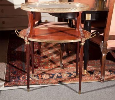 French Two Tier Mahogany Dessert Stand Manner of Louis XVI