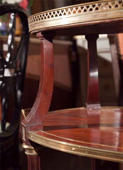 French Two Tier Mahogany Dessert Stand Manner of Louis XVI
