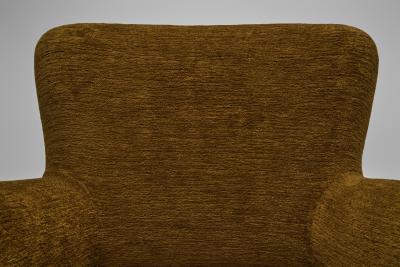 French Upholstered Armchair with Turned Maple Legs France 1950s