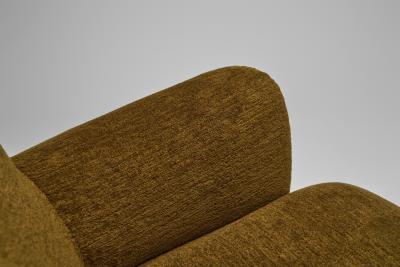 French Upholstered Armchair with Turned Maple Legs France 1950s