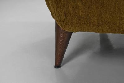 French Upholstered Armchair with Turned Maple Legs France 1950s