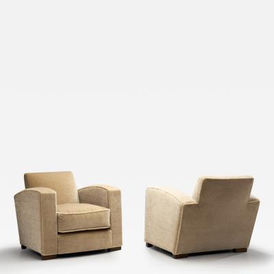 French Upholstered Club Chairs France 1940s