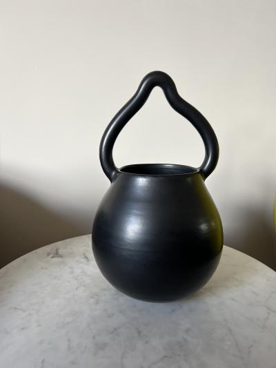 French Vallauris Mid Century Ceramic Serving Vase with detailed Handle