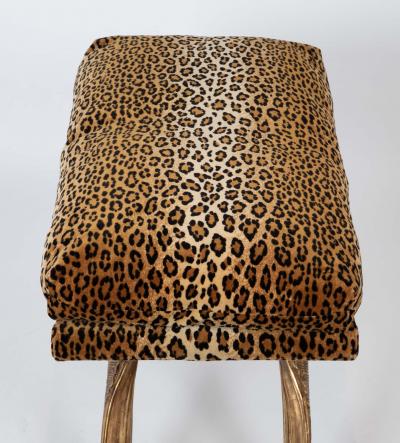 French Versailles Model Giltwood Stool with Leopard Fabric