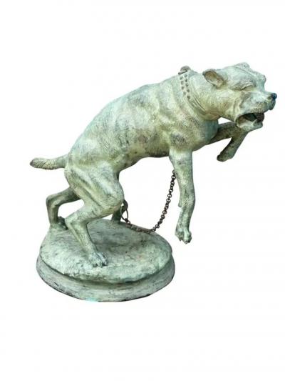 French Vertigris Bronze Garden Sculpture of a Mastiff