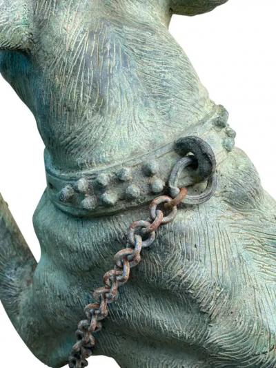 French Vertigris Bronze Garden Sculpture of a Mastiff