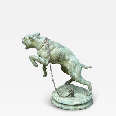 French Vertigris Bronze Garden Sculpture of a Mastiff
