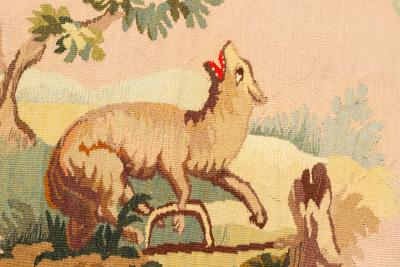 French Victorian Aubusson Pillow of a Wolf
