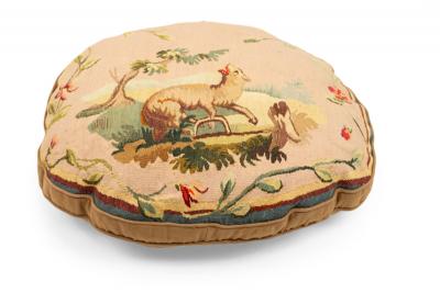 French Victorian Aubusson Pillow of a Wolf