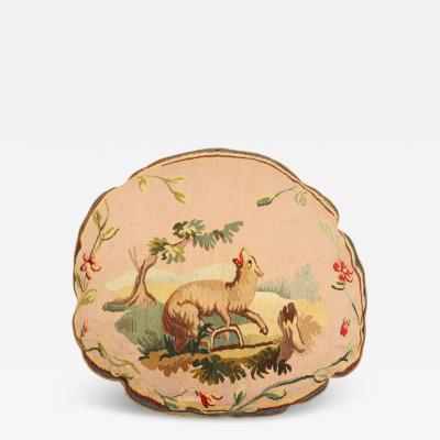 French Victorian Aubusson Pillow of a Wolf