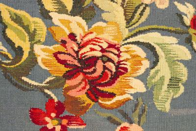 French Victorian Aubusson Pillow with Floral Design