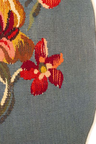 French Victorian Aubusson Pillow with Floral Design