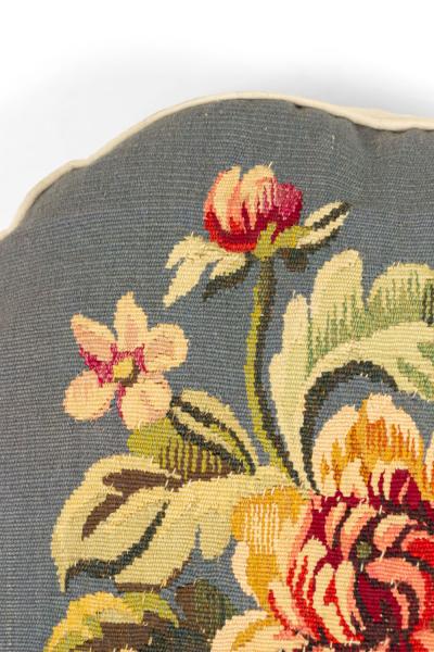 French Victorian Aubusson Pillow with Floral Design