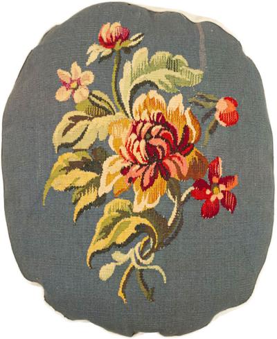 French Victorian Aubusson Pillow with Floral Design