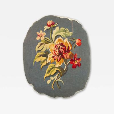 French Victorian Aubusson Pillow with Floral Design