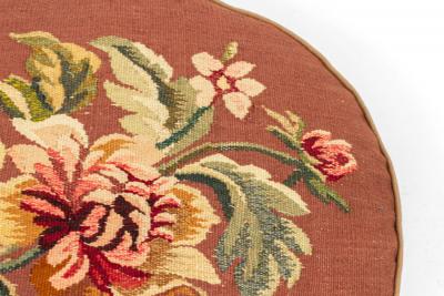 French Victorian Aubusson Pillow with Floral Design