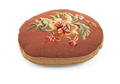French Victorian Aubusson Pillow with Floral Design