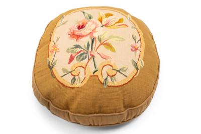 French Victorian Aubusson Pillow with Floral Design