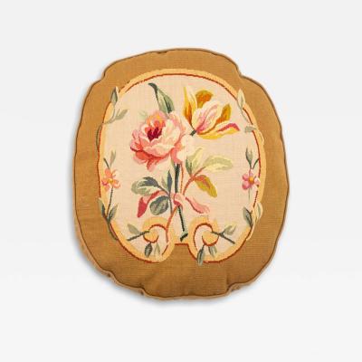 French Victorian Aubusson Pillow with Floral Design
