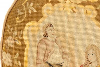 French Victorian Aubusson Pillow with Olive Green Border