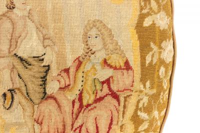 French Victorian Aubusson Pillow with Olive Green Border