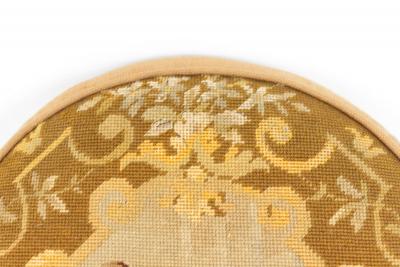 French Victorian Aubusson Pillow with Olive Green Border