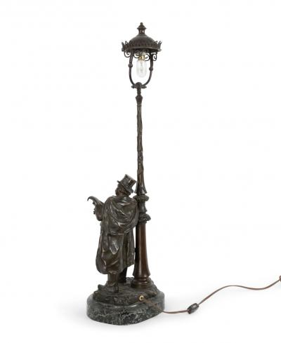 French Victorian Bofill Bronze Figural Table Lamp