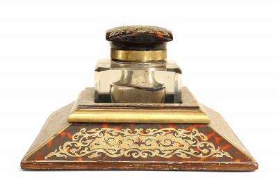 French Victorian Boule Brass Inkwell