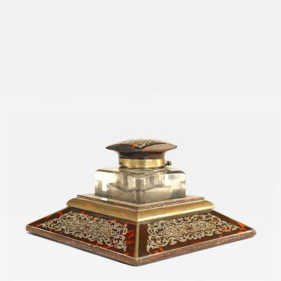 French Victorian Boule Brass Inkwell