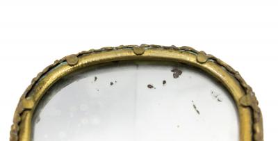 French Victorian Brass and Enamel Hand Mirror