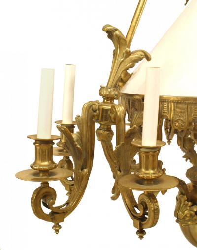 French Victorian Bronze Converted Gas Foliate Chandelier