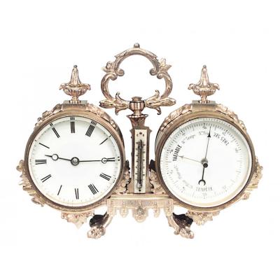 French Victorian Bronze Desk Clock