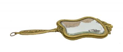 French Victorian Bronze Dore Hand Mirror
