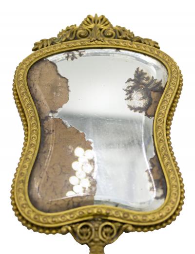French Victorian Bronze Dore Hand Mirror