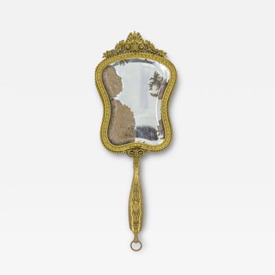 French Victorian Bronze Dore Hand Mirror