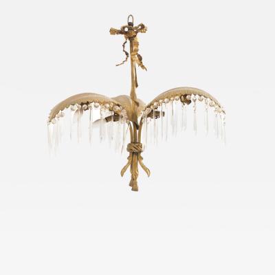 French Victorian Bronze Dore Palm Chandelier