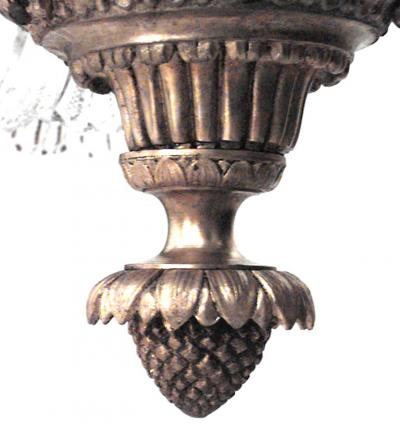 French Victorian Bronze Dore and Crystal Bowl Chandelier