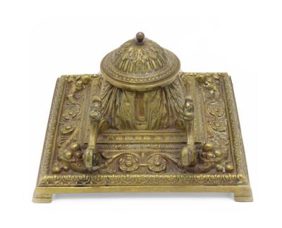 French Victorian Bronze Inkwell