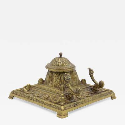 French Victorian Bronze Inkwell