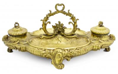 French Victorian Bronze Inkwell