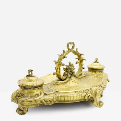 French Victorian Bronze Inkwell